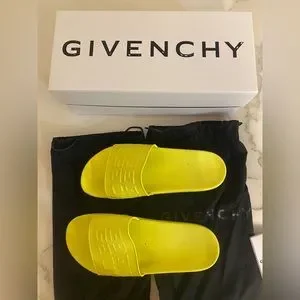 Givenchy Star-Patterned Yellow Slides Givenchy | Shoes | Bright Yellow 4g Embossed Givenchy Slides  main image 2